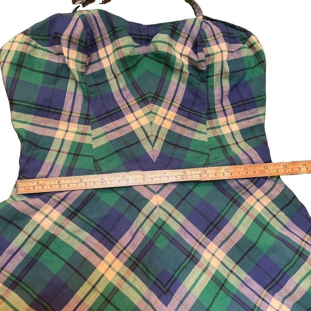 Vtg 50s Rose Marie Reid Plaid Halter Swimsuit Romper Bubble Playsuit Pinup XS/S - Picture 5 of 8